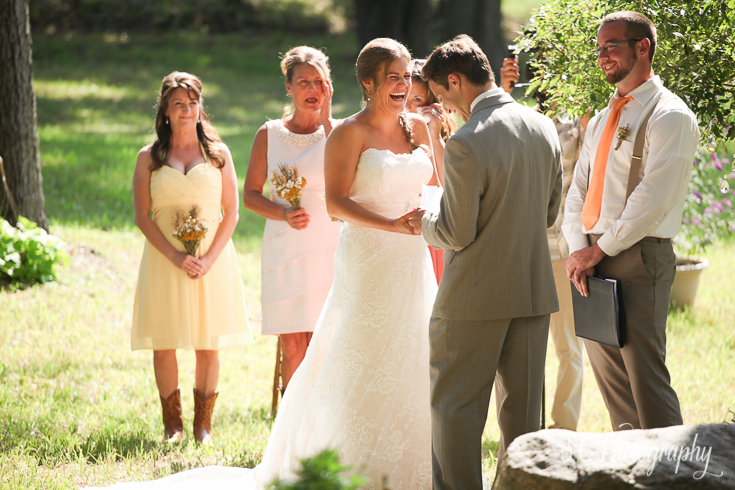 Emotional Ceremony with laughter tears, Grass Lake Michigan Wedding